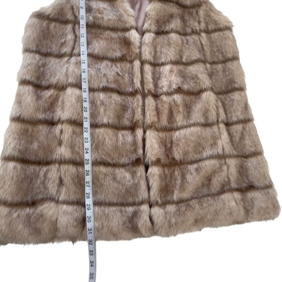 Tahari ASL Faux Fur Vest Beige Women SZ Medium -Open Front - Picture 6 of 11